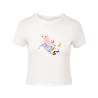 LANGZI Women's Slim-Fit Cat Print T-Shirt