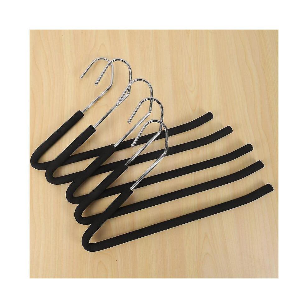 Open End Trouser Hangers Slack Pant Hanger with Non-slip Foam Coated Black 5-pack