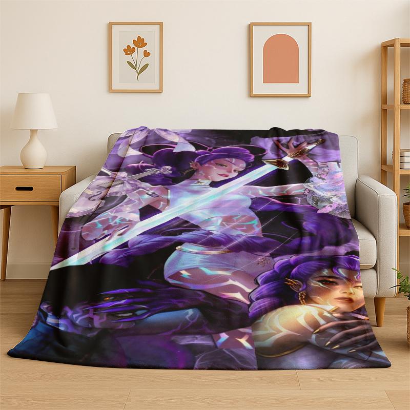 Kpop Demon Hunter Rumi Mira Zoey Cartoon Group Flannel Blanket Soft Warm Throw Blanket for Bedroom Living Room Bed Travel Gift