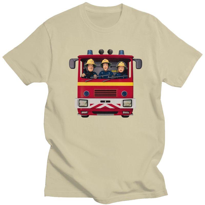 T-shirt Personalizzate Sam il Pompiere Uomo Cotone Puro Magliette Top T-shirt Maglietta Casual