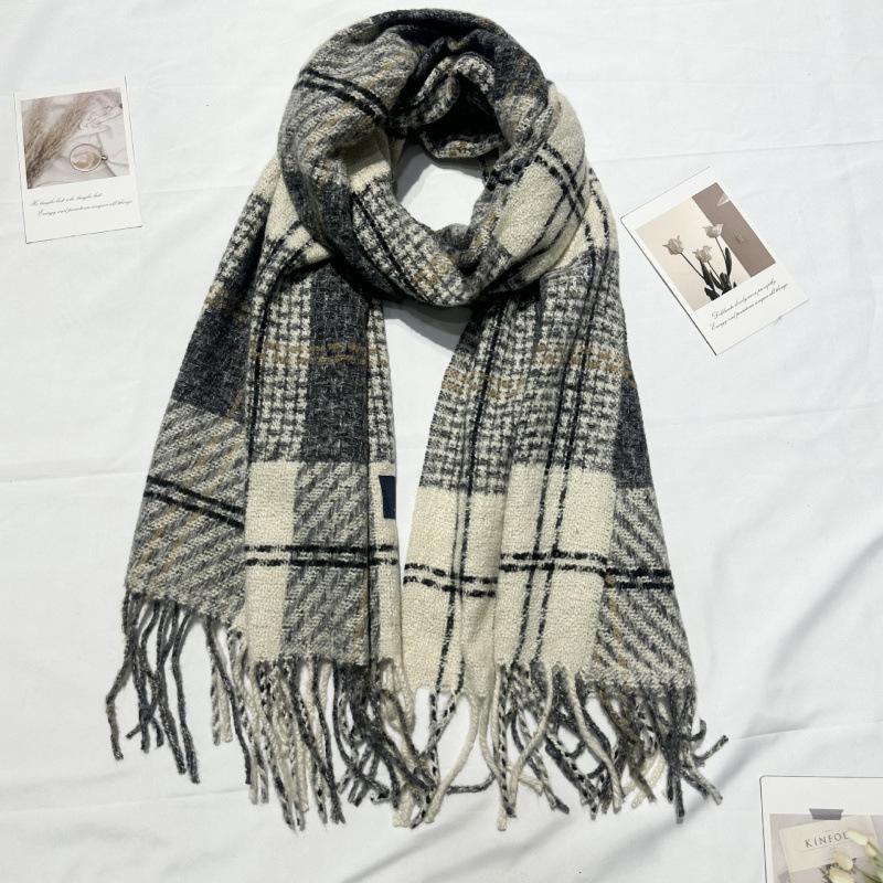 Autumn and Winter Temperament Korean Plaid Scarf Live Broadcast Shawl Thickened Warm Versatile Scarf for Men