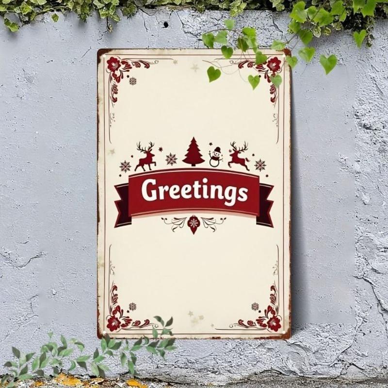 Vintage Merry Christmas Metal Sign, Retro Holiday Wall Decor 20x30cm