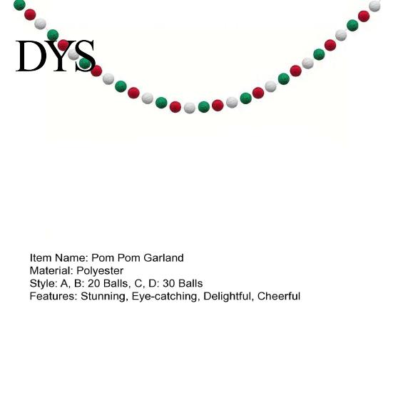 Holiday Celebration Supplies 78.8 Inch Christmas Pom Garland, Red Green White 20/30 Pompom Xmas Party Wall Decor Balls Garland Ornaments for