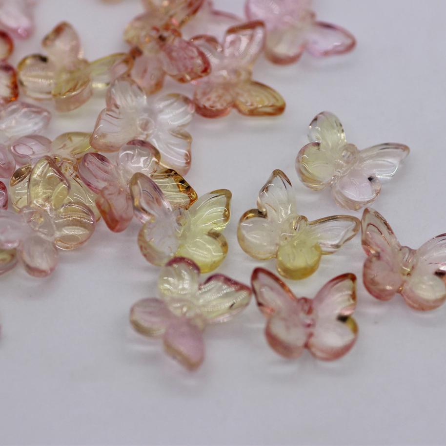 Loose Bead Handmade Material Glass Stereoscopic 50pcs 11mm Pendant Butterfly Jewelry Making Gradient Color