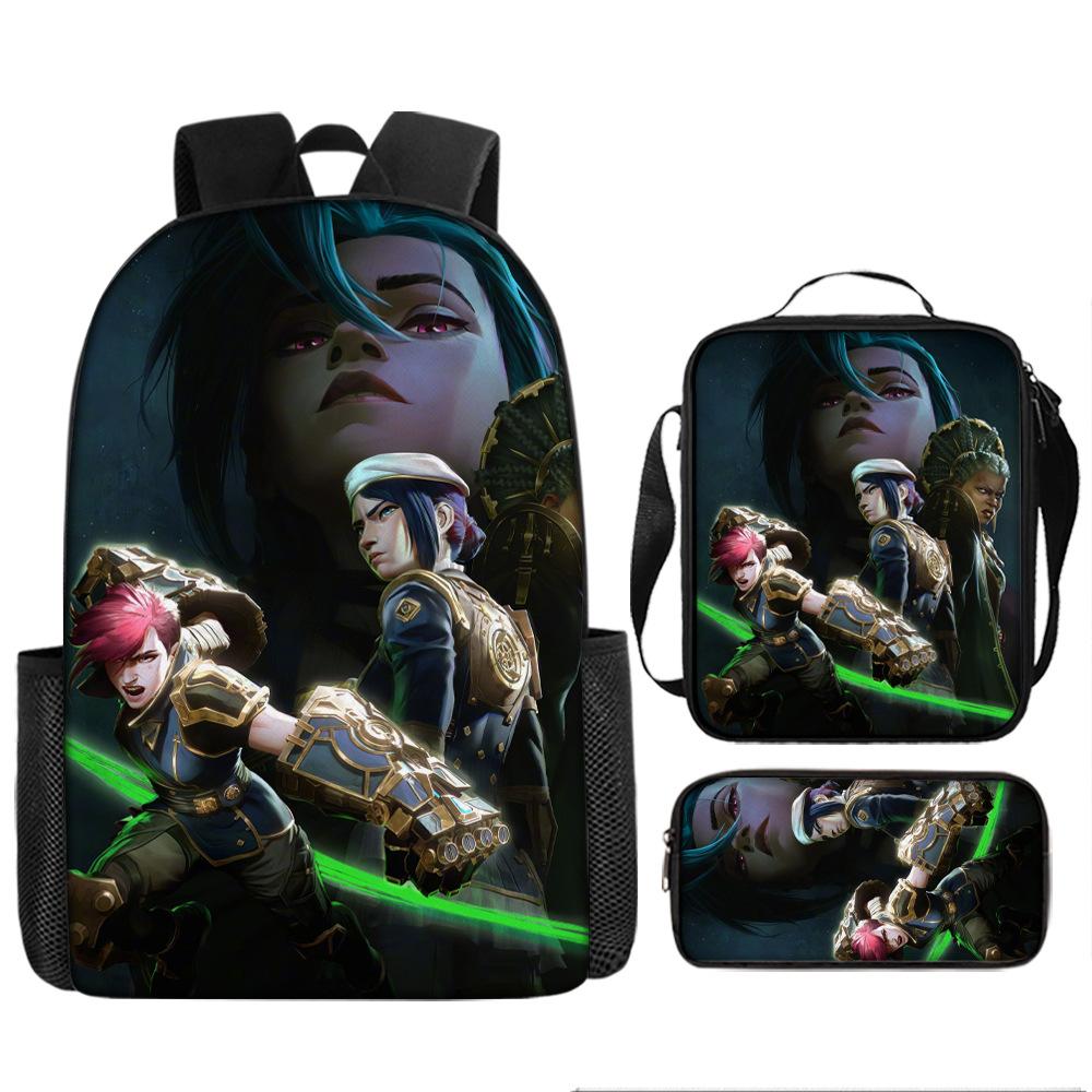 Battle of the Twin Cities Arcane Children's School Bag Pencil Case Backpack Elementary School Cartoon Backpack Three-piece Set