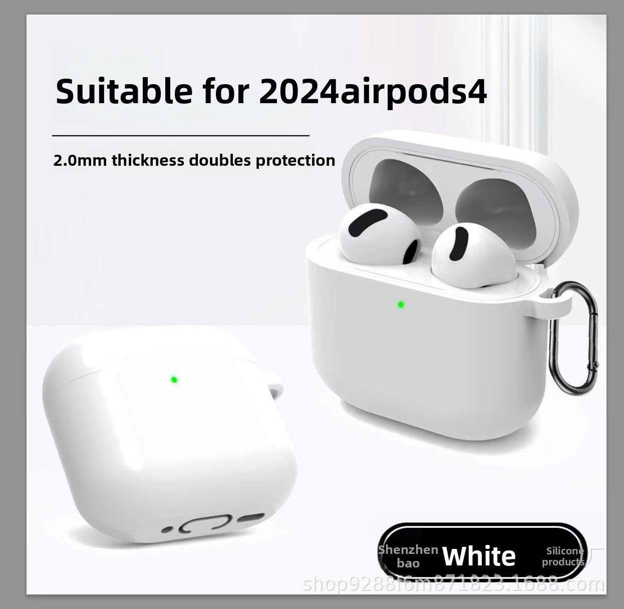 

Applicable AirPods 4 Protective Cover Bluetooth Headset Cover Silicone Solid Color One-piece Cover Airpods 4