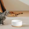 350ml Pet Control Water Feeder,Thermal Cat Water Electric Wood Bowl,With Bowl,With Thermostatic Base,Heating Ceramic Heated