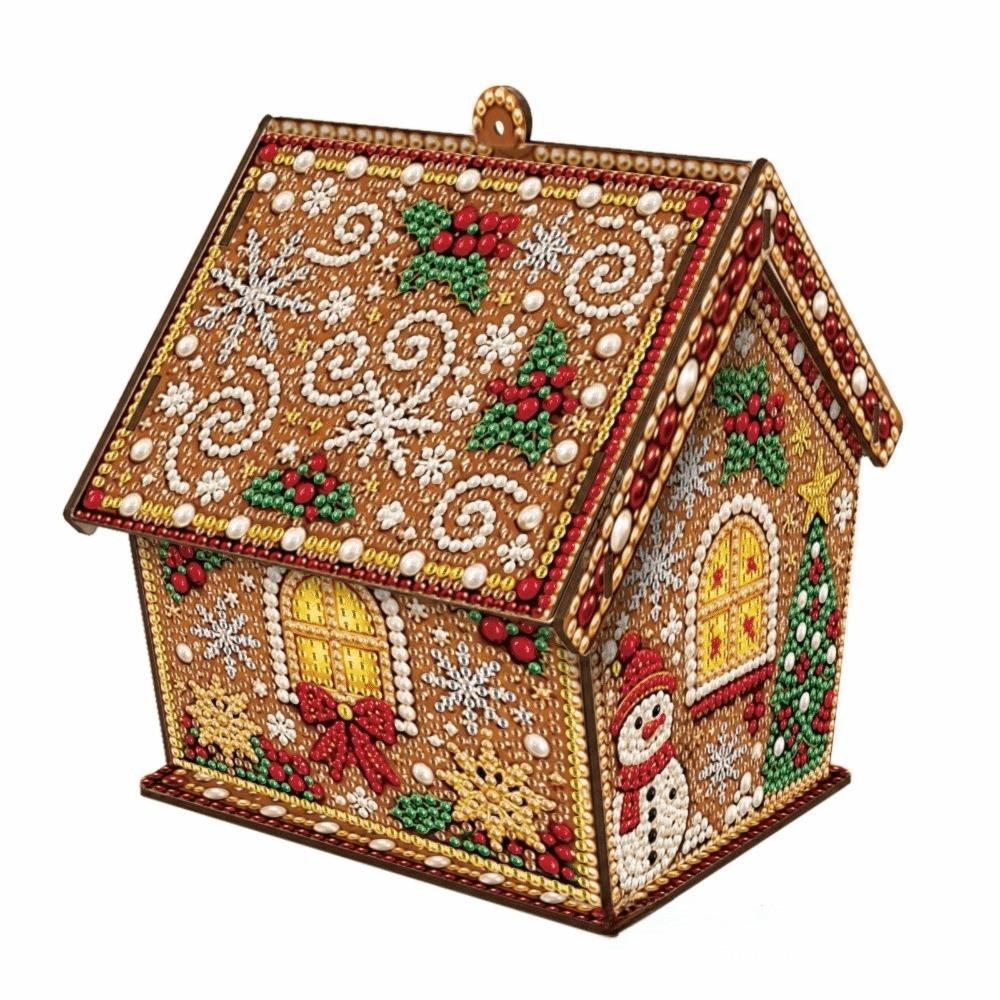Four-sided DIY Pearl Art Kit Rhinestone 3D House Ornament Holiday Gift