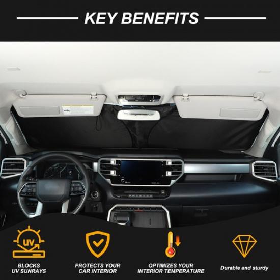 Black Car Sun Shade Windshield Window Cover For Toyota Tundra/Sequoia +