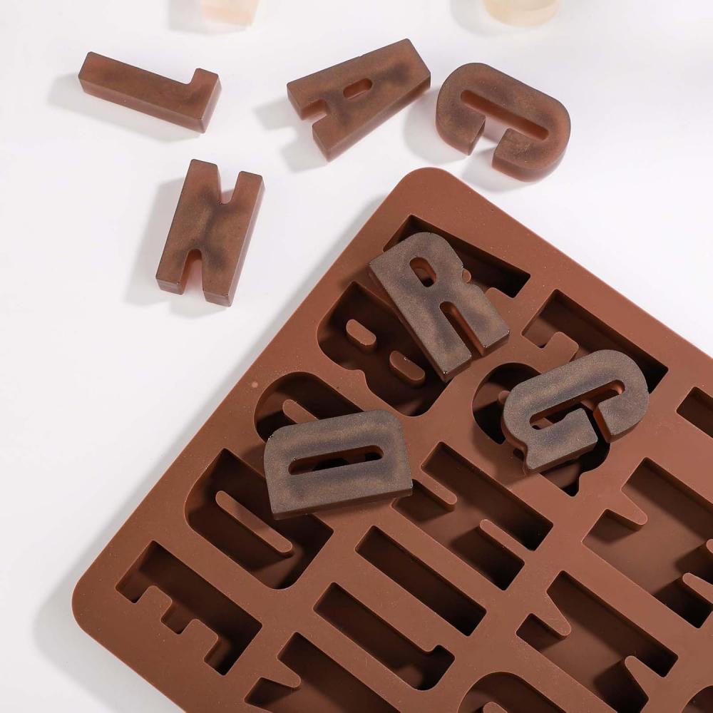 Chocolate letter silicone handicraft molds, reusable crayon wax molds, cake decoration silicone letter molds, candies, chocolate