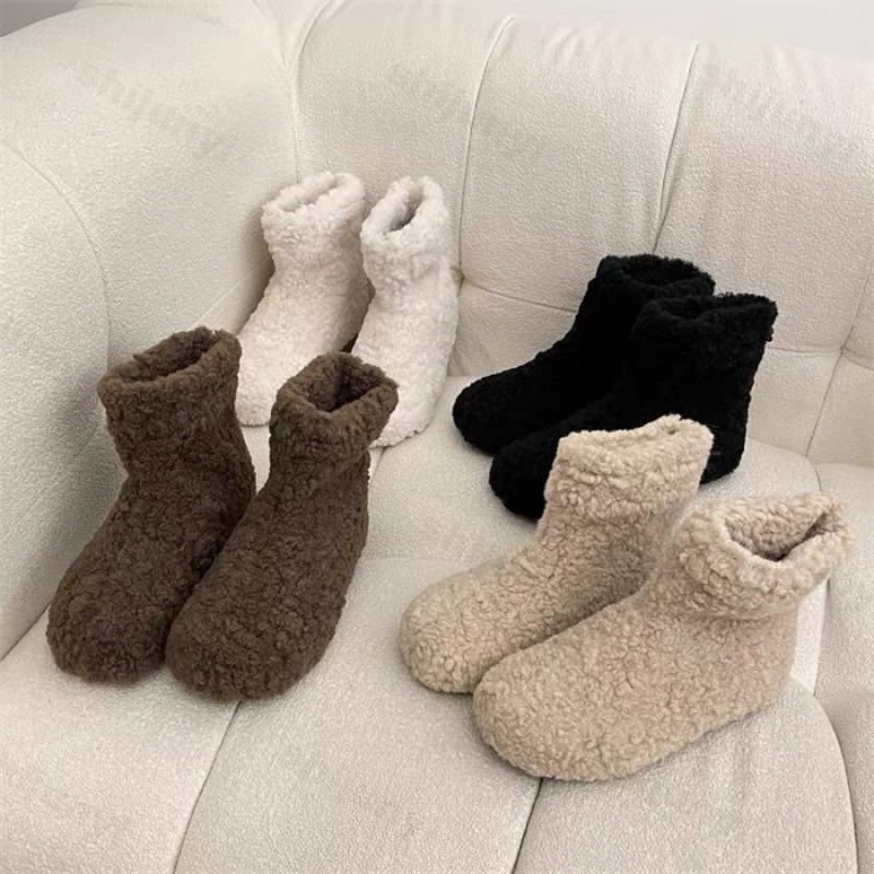 Women Shoes Snow Boots 2026 Winter Furry Flat Bottom Anti-Slip Warm Cotton Boots Fashion Warm Plush Ankle Boots Botas Mujer