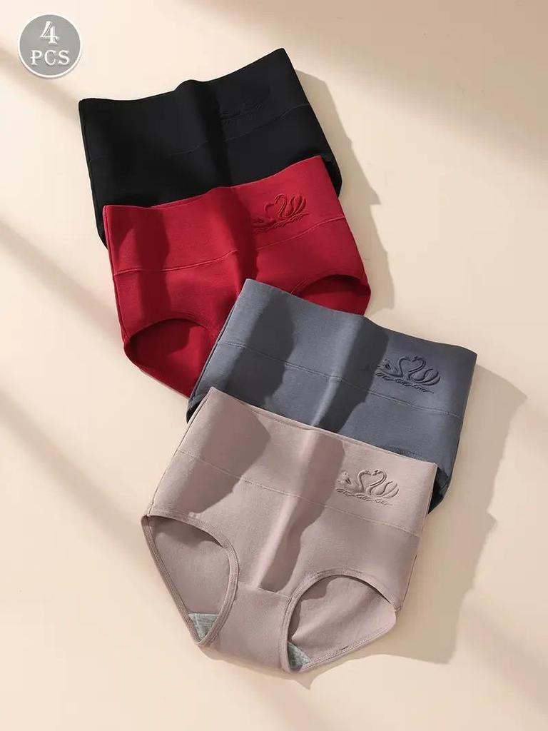 4Pcs Women's Cotton Panties High Waist Body Shaper Underwear Breathable Underpants Soft Panty Slimming Female Briefs S-XXL