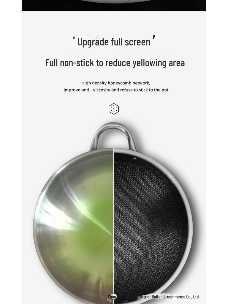 Sartén antiadherente de acero inoxidable 410 con diseño de panal