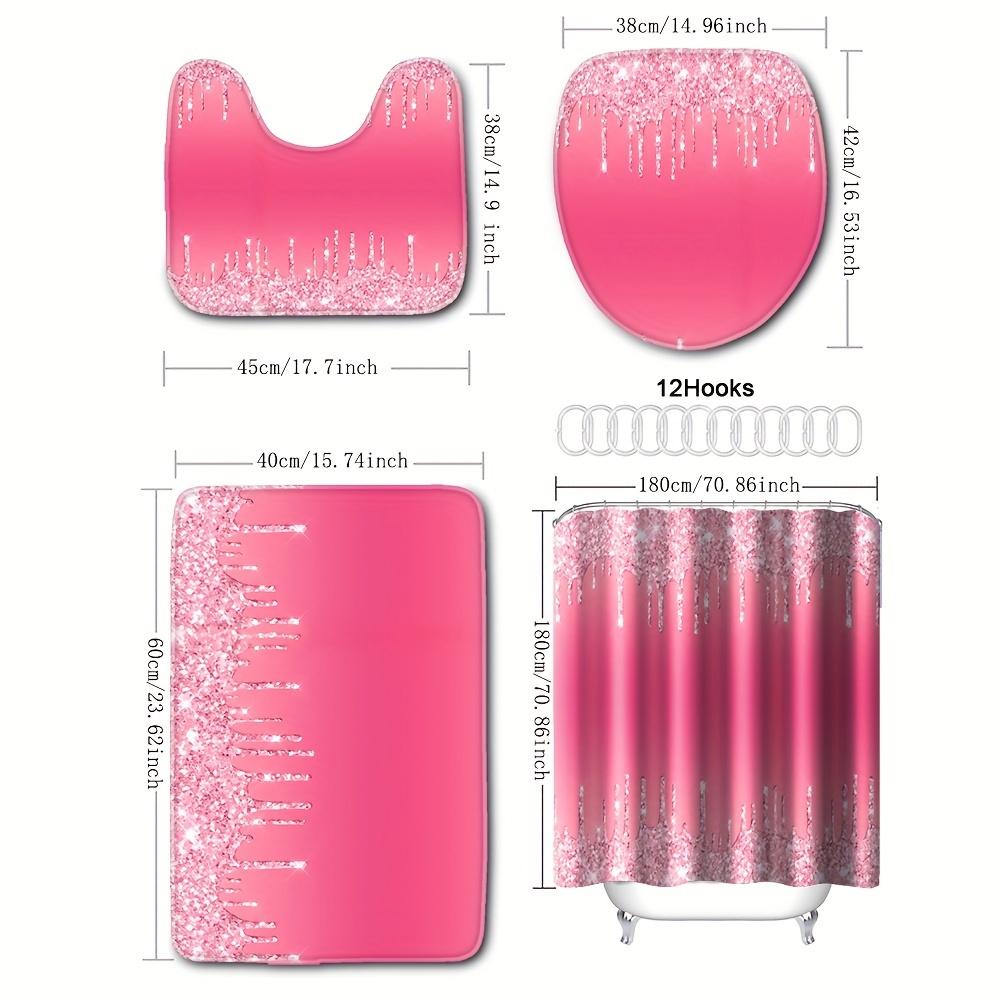 

Розовый градиентный блестящий набор шторки для душа с 12 крючками: художественный, водонепроницаемый и сезонный декор для ванной комнаты для душевых кабин