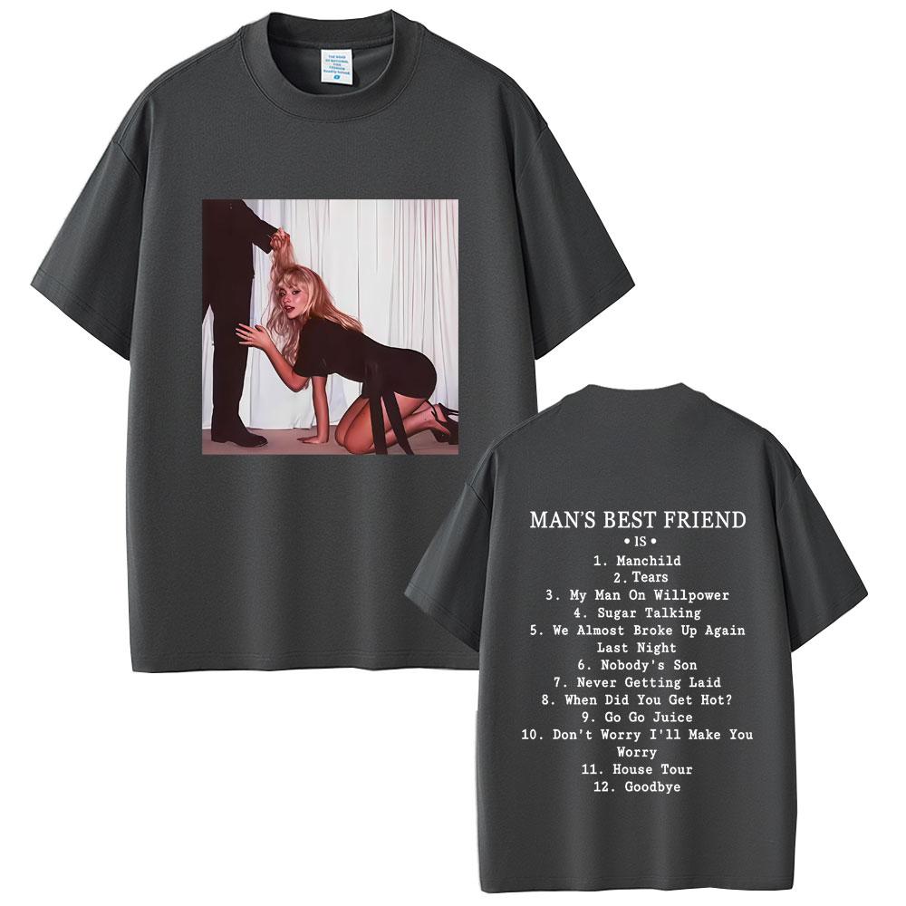 CHARM CLOTHINGS 2025 Zomer Sabrina Carpenter Man's Best Friend Album Grafisch Mannen Vintage Streetwear Mannen Vrouwen 100% Puur Katoen Bedrukt T-shirt S