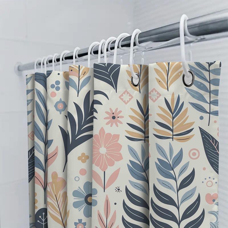 Decorative Shower Curtains Made Of Polyester Fabric Featuring A Colorful Leaf Pattern Suitable For Bathroom Decor In Various Siz