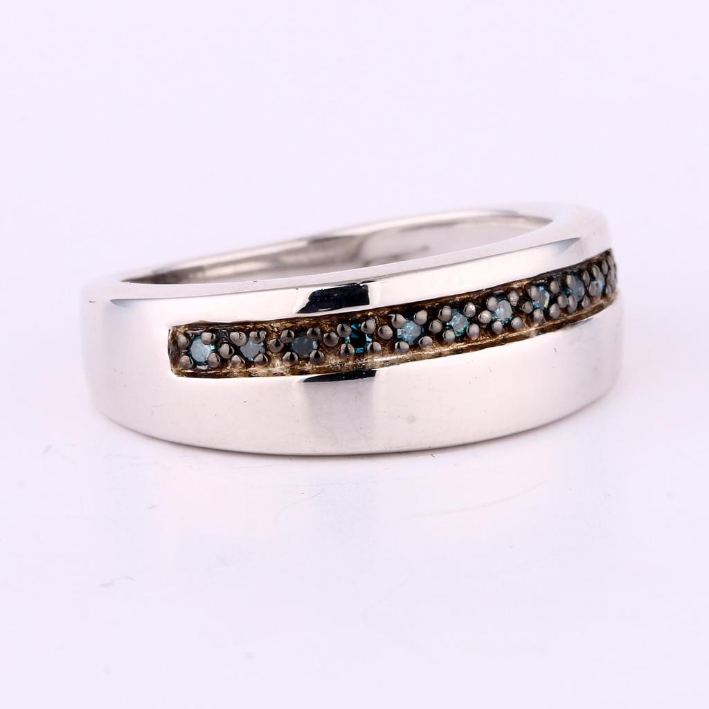 Blue Diamond Ring 925 Sterling Silver Rhodium Plated Fine Jewelry Gift for Her