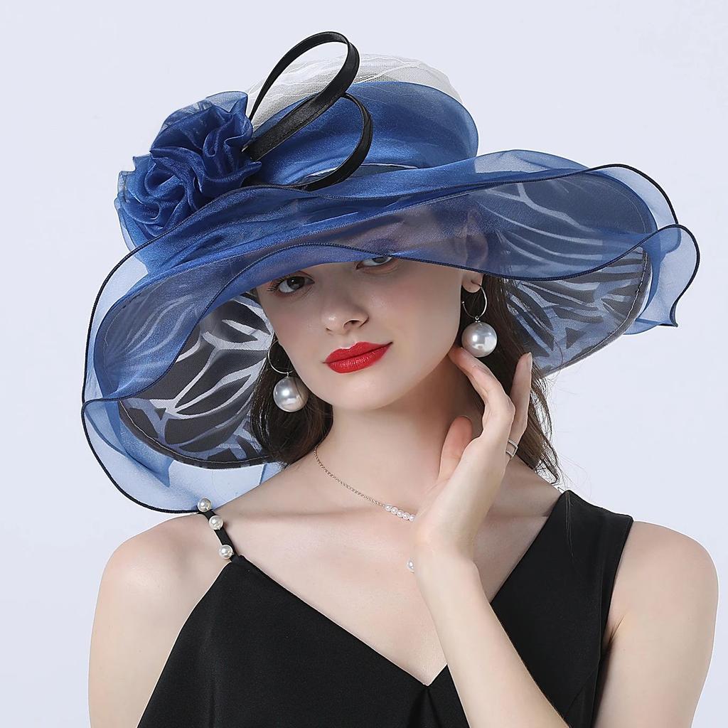 European and American fashion spring and summer organza sun hat for women travel sun protection foldable sun hat wide brim beach