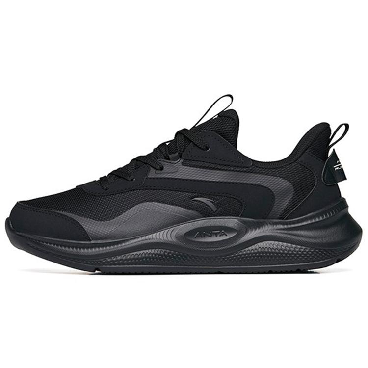 new Anta Cushioned Anti Slip Wear Resistant Breathable Lightweight Low Top Running Shoes Men's Black Mesh