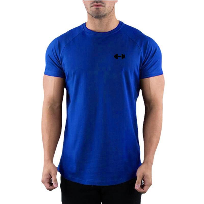 Muscleguys Summer Cotton Running T-shirts Mens O-neck Slim Fit Fitness Short Sleeve T Shirt Bodybuilding Gym Clothing Casual Sports Tops