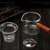 Side Wood Heat Resistant Glass Boiling Teapot Borosilicate Glass Intuitive Pot with Filter Inner Liner Tea Water Separation Teapot