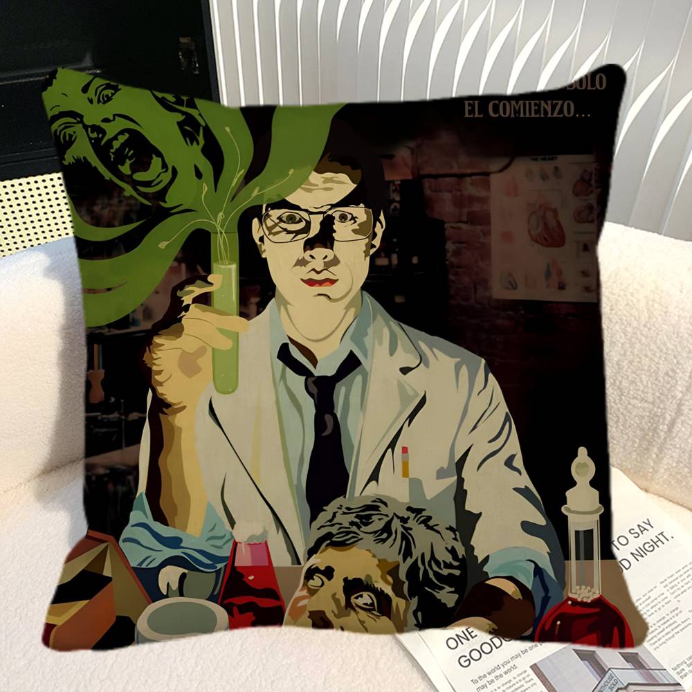 Horror Funny Movie R ReAnimator Retro Pillow Case Square Pillow Bedroom Sofa Leisure Comfort Cushion Car Home Decoration