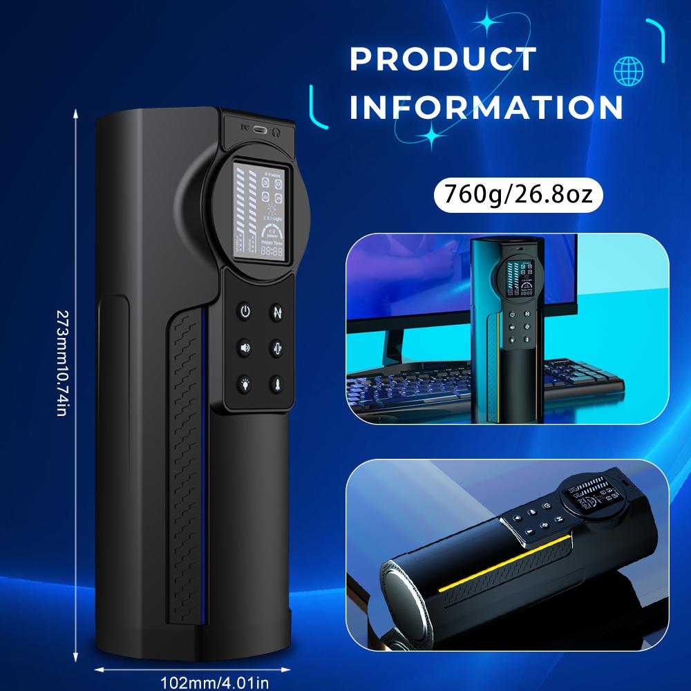New Automatic Telescopic Male Masturbator 10 Frequency Telescopic Vibration One-button Explosion Piston Vagina Genital Oral Sex Adult Sex Toys 18+
