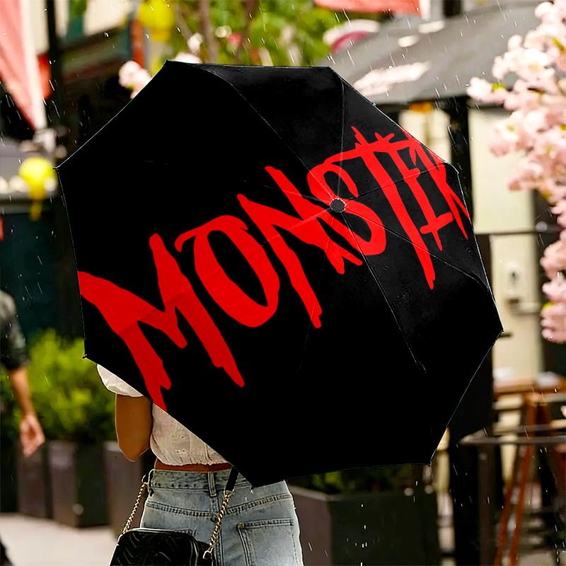 1pc Sturdy 8-Bone Auto Umbrella, Monster Umbrella, Digital Printed, Foldable Umbrella for On-the-Go Outdoor Use