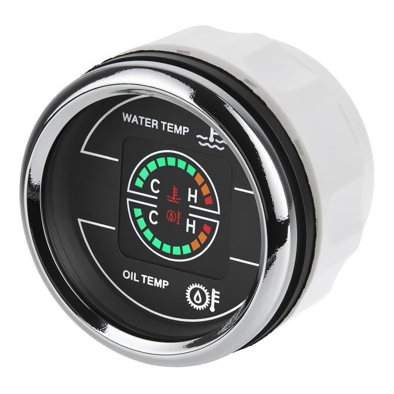 2'' 52MM 2 In 1 Round Digital Auto Car Gauge Volt+Hourmeter / Water Temp+Oil Temp/Fuel Gauge+Hourmeter Dual LCD Display Meter