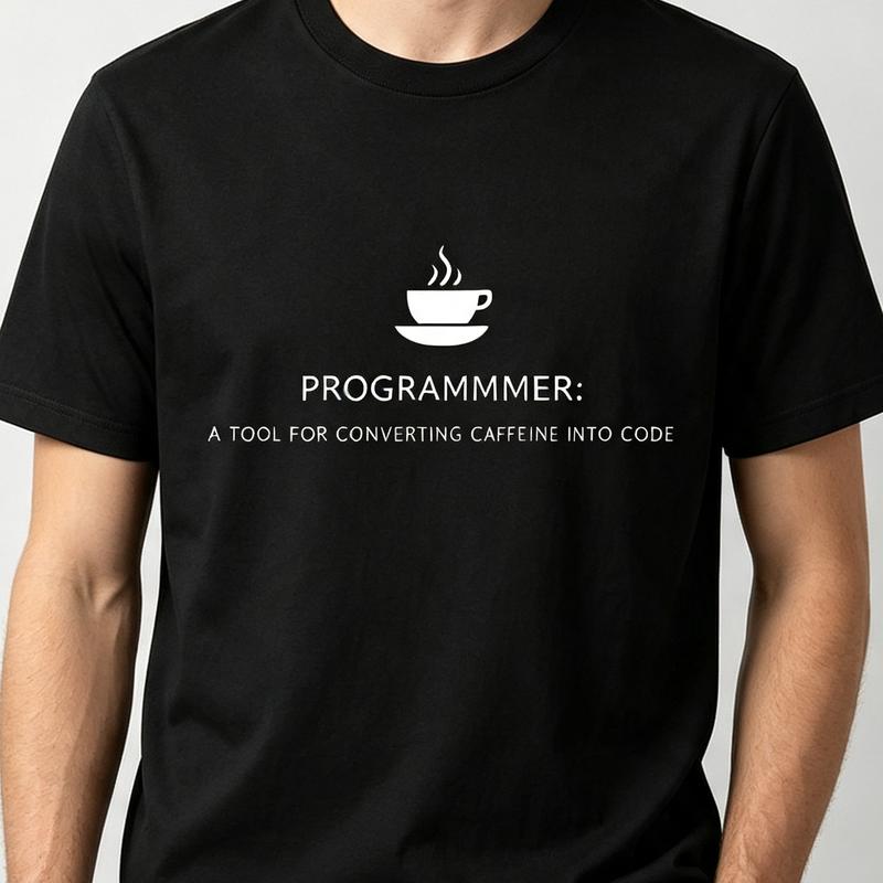 Programmer Convert Caffeine Into Code Coffee Graphic T Shirt Unisex Funny Coder Geek Tee Software Developer Cotton Short Sleeve Tee
