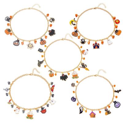 Halloween Katzen Kürbis Halskette Festlicher Schmuck Verstellbar Tragbar Legierung Party Zubehör