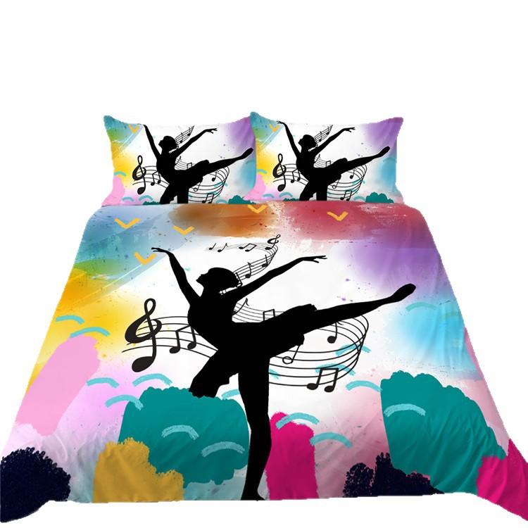 Polyester Bedding Two Or Three Piece Digital Printing Dance Silhouette
