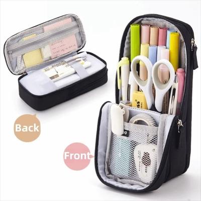 New Foldable Pen Bag Double-layer Canvas Pencil Case Multifunctional Large Capacity Pen Box Students