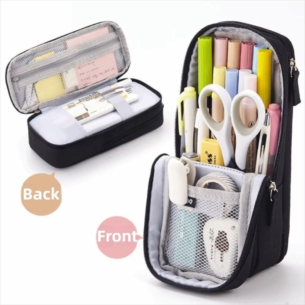 Double-layer Pen Bag Foldable Pencil Pouch New Pencil Case  School Office