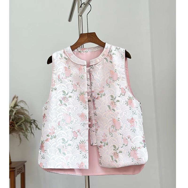Real Shot New Chinese Style Women s Tang Suit Vest - High-End Sleeveless Top for Spring 2026 Double Extra Large