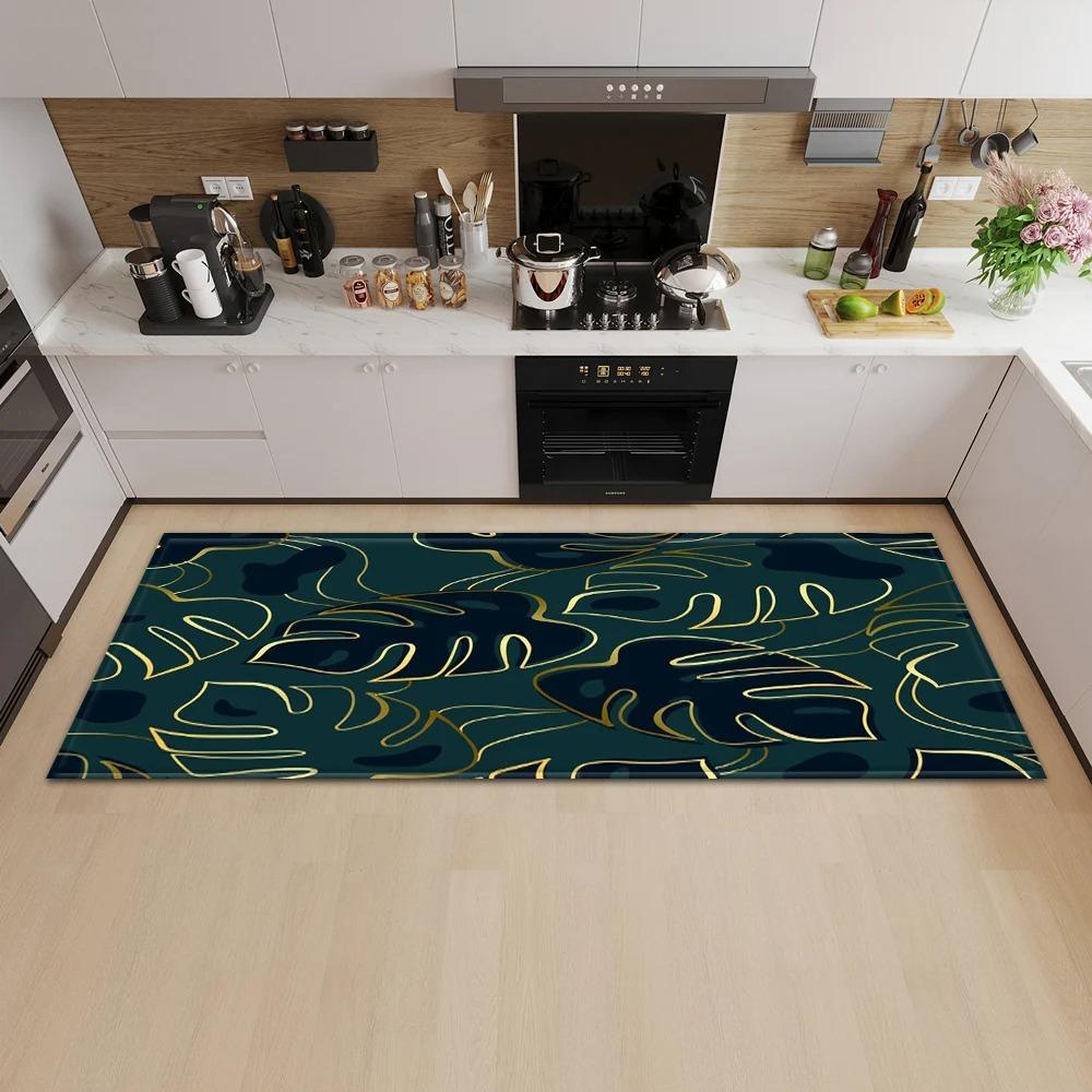Tropical Plant Illustration Pattern Home Kitchen Floor Mat Door Front Decoration Floor Mat