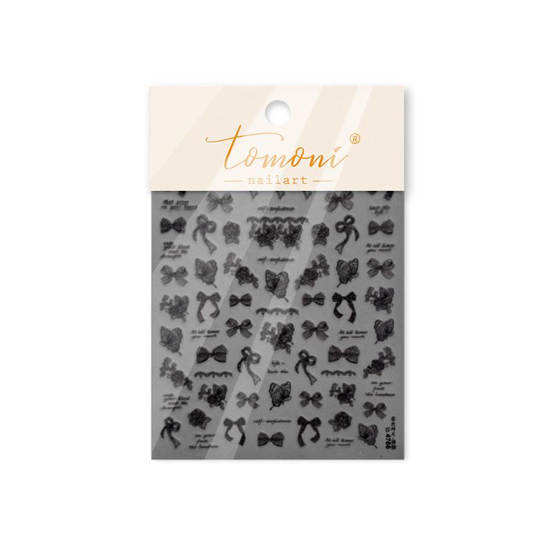 Tomoni Ballet Lace Bow Nail Stickers - Elegant and Durable Nail Art.