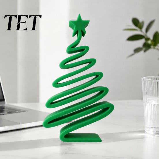 Handcrafted Tree Figurines 3D Printed Minimalist Christmas Desktop Ornament, Modern Holiday Table Living Room Accents Sign for Bedroom Home