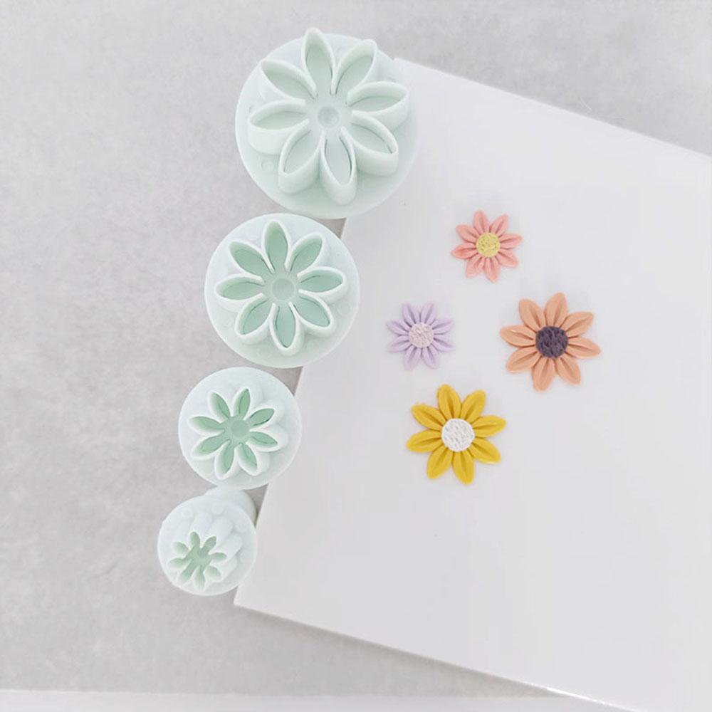 4pezzi Mini Fiore Margherita Taglierino in Argilla Polimerica Designer INS Fai da Te Gioielli Modellazione Texture Decorazione Floreale Stampo da Taglio a Pressione Primavera