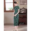 Retro national style daily summer new Chinese style slim fit high elegance 1011 new daily wear green cheongsam