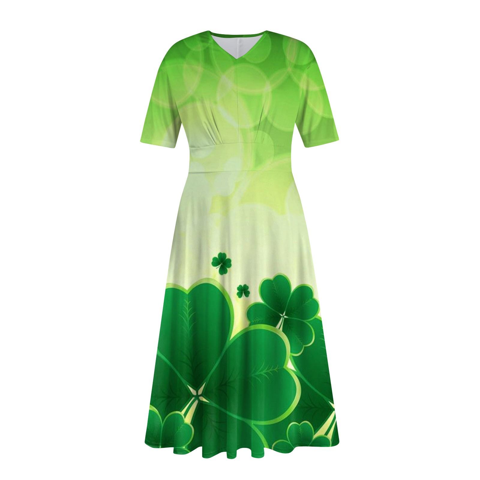 Женская повседневная мода St. Длинное свободное платье с принтом ко Дню Святого Патрика — фото 4