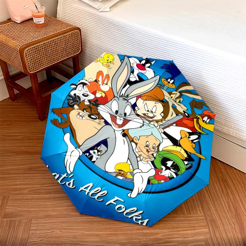 

1pc Looney Tunes pattern Umbrella Portable Folding Umbrella Iron Frame Hole Bone Structure Outdoor Home Umbrella разноцветный