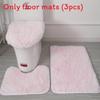 Non Dye Tie Slip Mat Fluffy Plush Bathroom Toilet Seat Cover Carpet 3 Piece Set