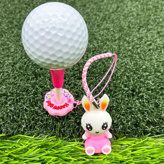 Cartoon Rabbit Golf Tee Hanger Plastic Anti Lost Golf Tee Ring with Strap Loss Prevention Tee Holder with Golf Tee for Men Women