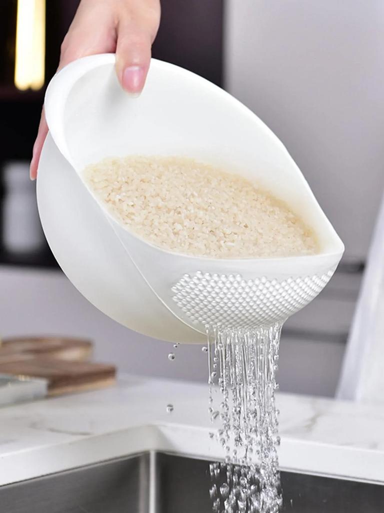 1PC- Silicone Colander Rice Bowl Drain Basket Fruit Bowl Washing Drain Basket with Handle Washing Basket Home Kitchen Organizer