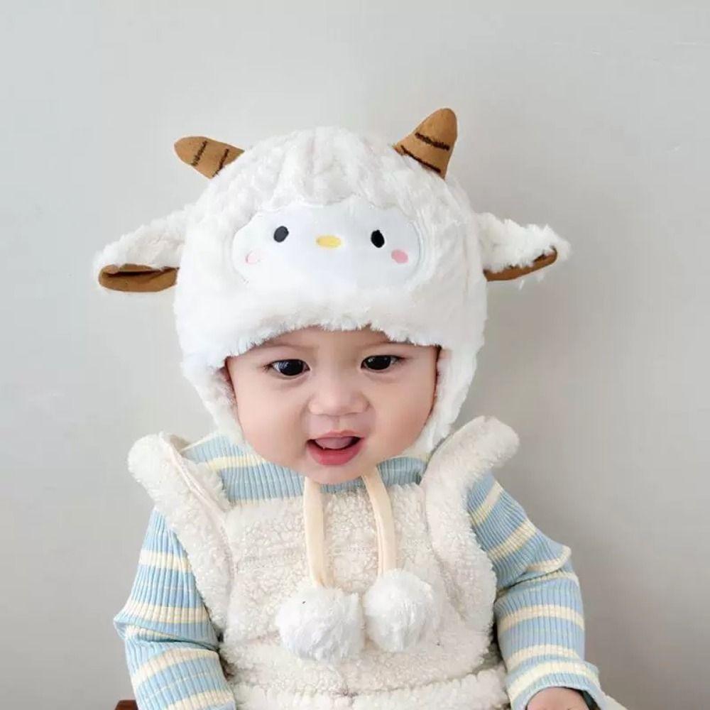 Thickened Cute Sheep Hat Soft Baby Warm Caps Funny Cartoon Beanie Caps Cold Weather Wear