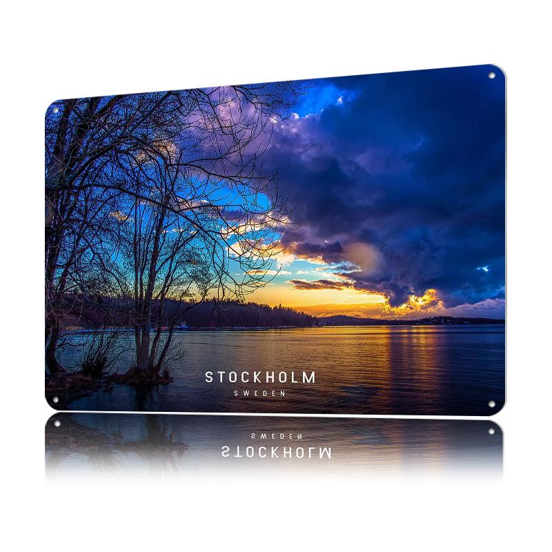 Stockholm Metal Poster Customized Wall Art Retro Vintage Metal Signs for Man Cave Gaming Room Decoration Garage Decorations Home