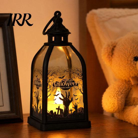 Halloween Decoration Candle Lantern, Decorative Spooky Witch Skeleton Pumpkin Tabletop Party Supplies Light for Haunted House, Front Porch,