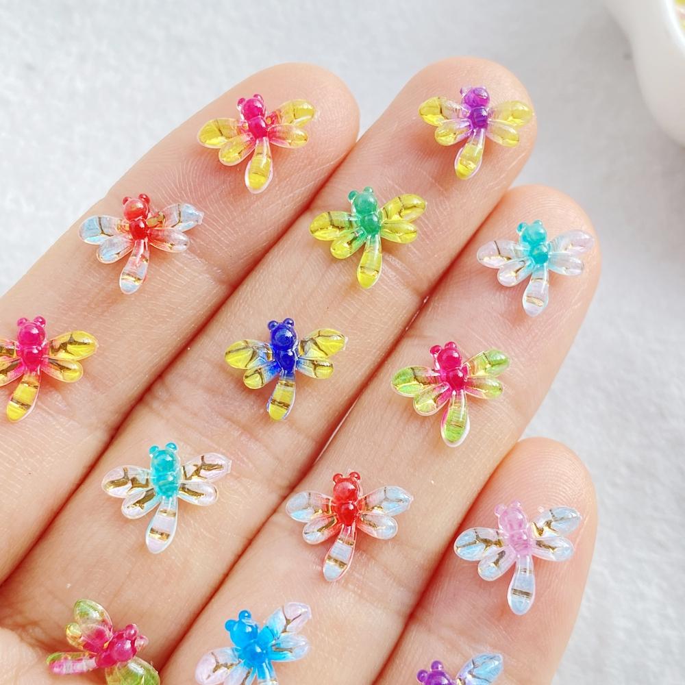 50Pcs Cute Mini Cartoon Colorful Butterflies Flat Back Rhinestone Bead Scrapbook DIY Manicures Appliques Accessories Crafts