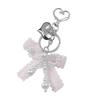 Charming DIY Pearl Lace Bow Heart Pompon Rabbit Keychain Bag Charm